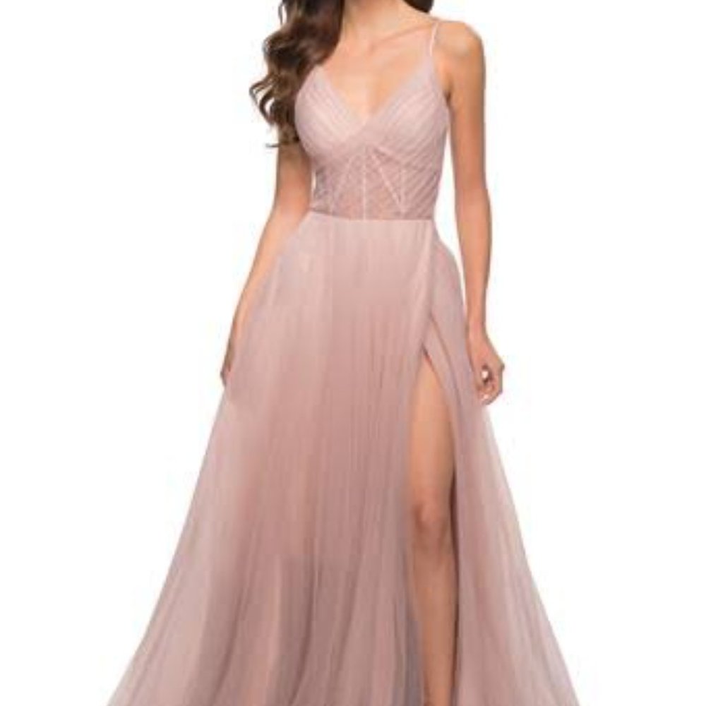 La Femme Illusion A-Line Tulle Ball Gown Size 14 - Picture 4 of 15